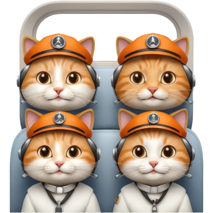 4 happy cats on an airplane emoji