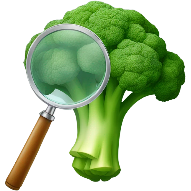 broccoli hold magnifying glass emoji