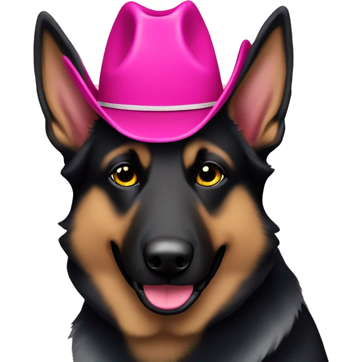 Dark German shepherd pink cowboy hat emoji