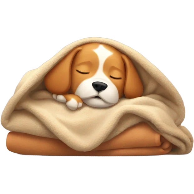 Ginger dog sleeping in a cozy blanket  emoji