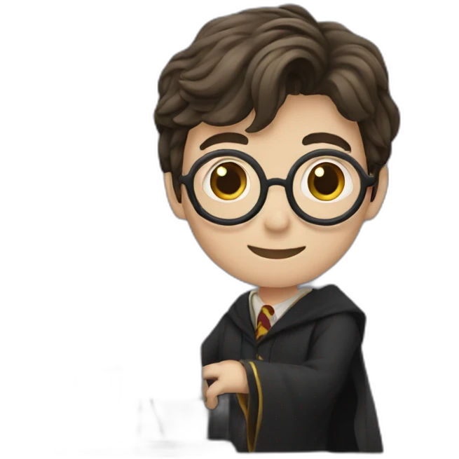 Harry Potter working in computer emoji