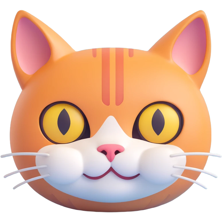 cute and trendy emote of a cat face with a human body, clear background emoji