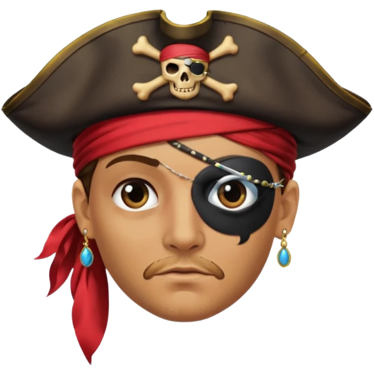 Eye patch pirate with earring, one eye covered
 emoji