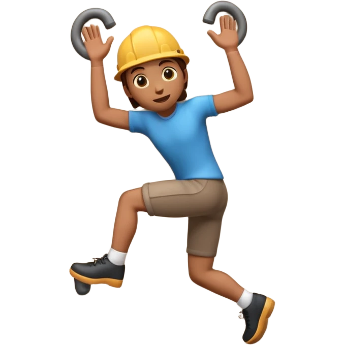 3D emoji style person climbing, wall pose, centered, soft shadow, white background. emoji