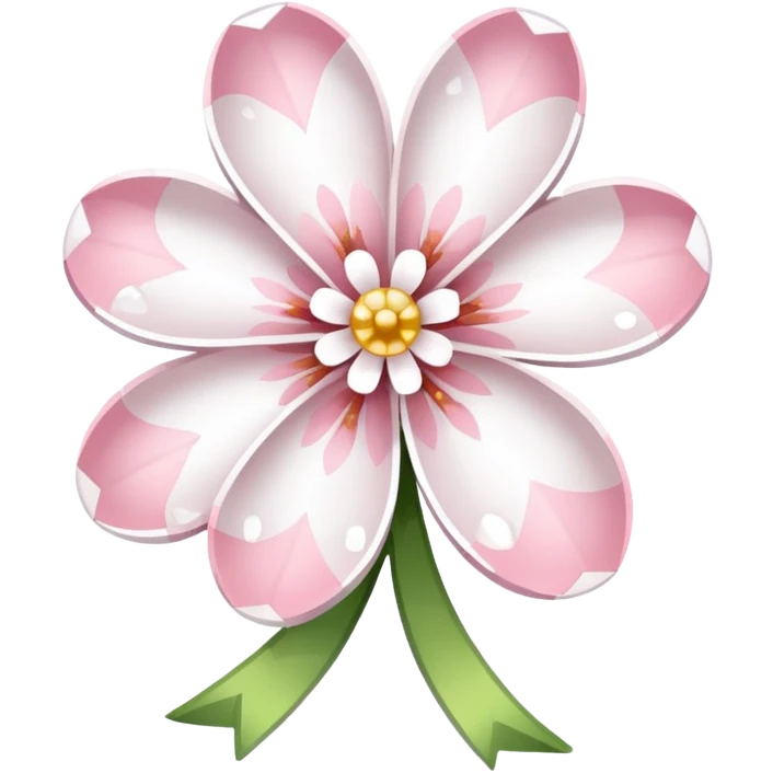 white sakura with a bow and pixelated effect emoji