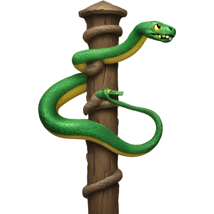 Snake climbing up wizard staff emoji