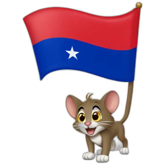 Tom and Jerry with Haitian flag emoji