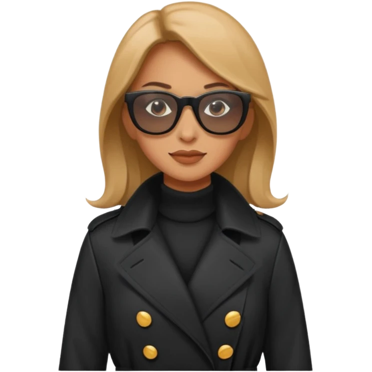 woman in black trenchcoat and sunglasses emoji