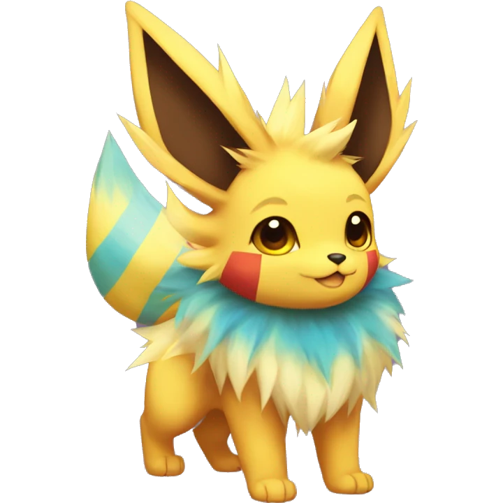 Jolteon-Flareon-Eevee with colorful stripes full body emoji