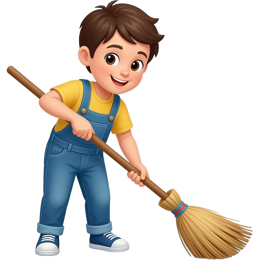 kid sweeping the floor emoji