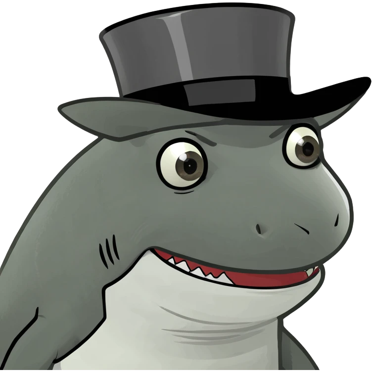 Shark with a top hat emoji