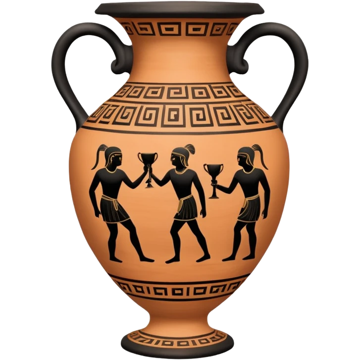 An emoji of an ancient Greek amphora vase with black-figure painting. emoji