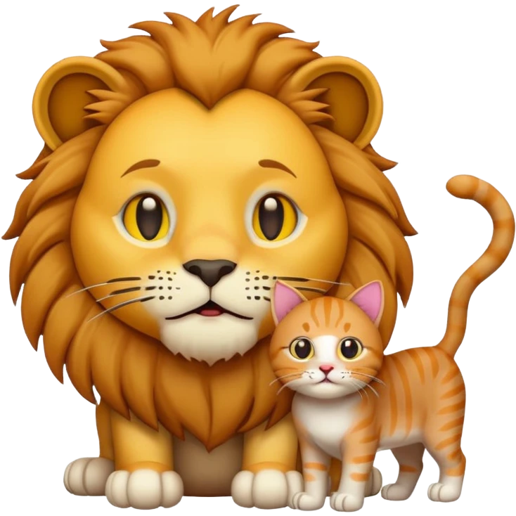 создай эмодзи лев с кошкой  emoji