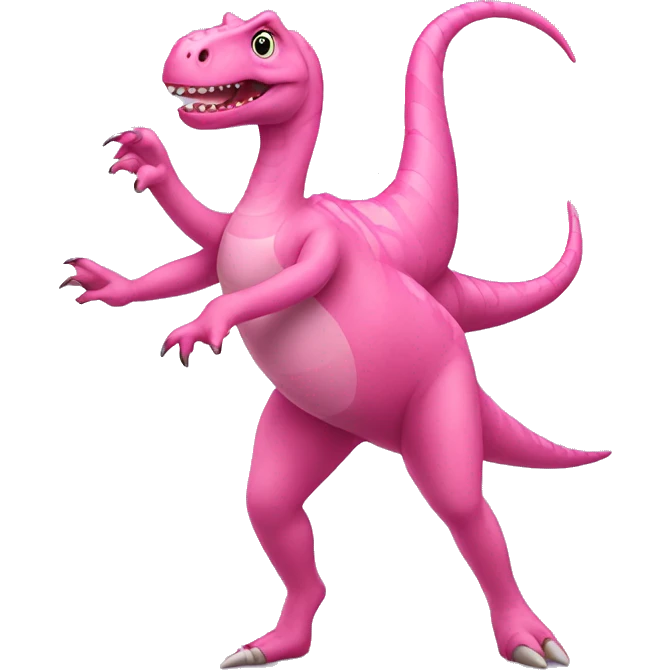 Pink dinosaur doing ballet emoji