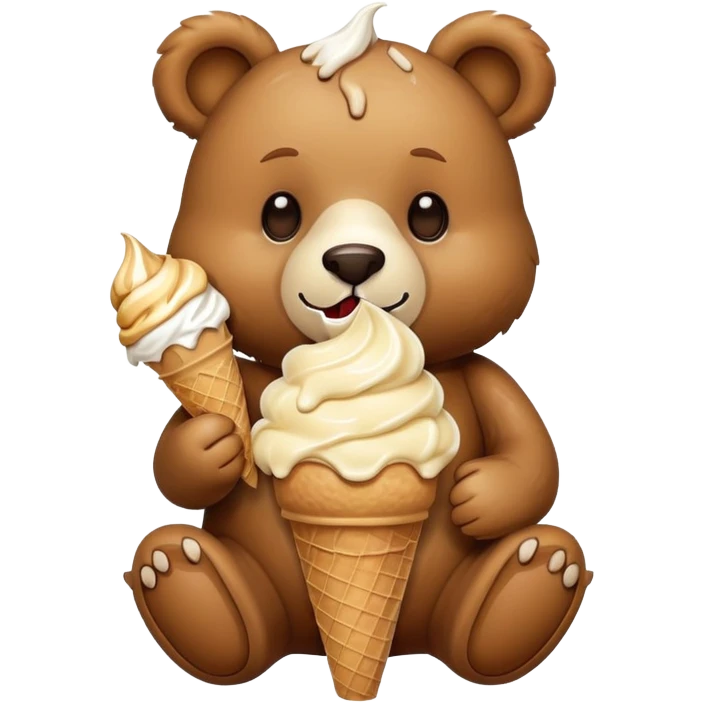 Teddy bear eating ice cream emoji
