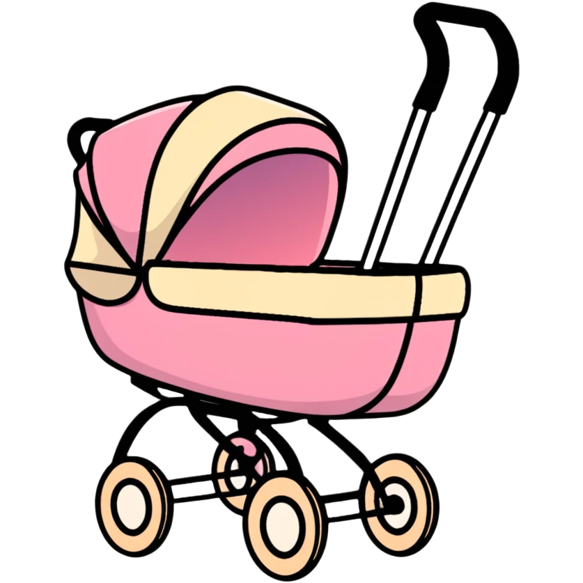 baby stroller with pink gradient and beige accents emoji