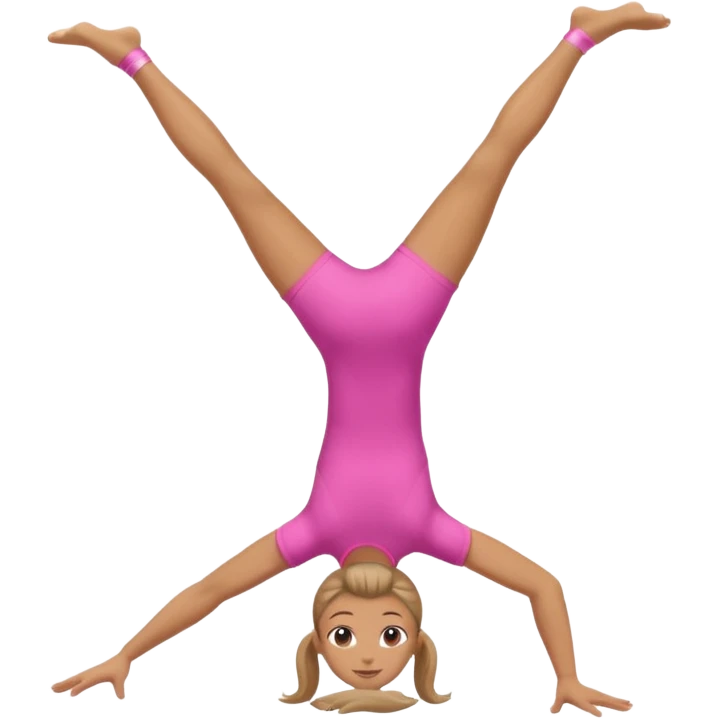 	A gymnast is doing a cartwheel in a pink T-shirt. emoji