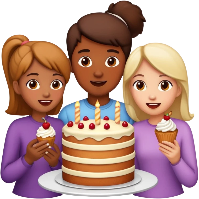 Four people eating cake emoji