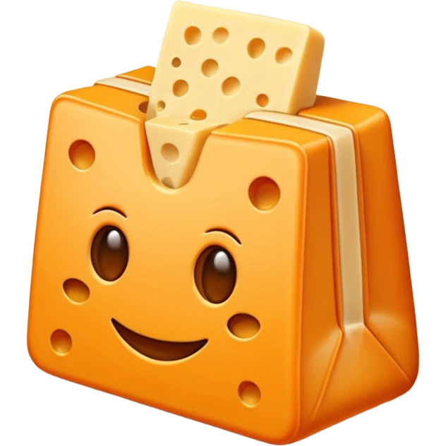 Emoji minimalista de una bolsa naranja de Cheese Tris estilo caricatura, con algunos palitos de queso visibles y líneas simples tipo emoji emoji