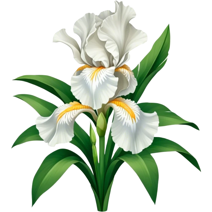 big bouquet Pure White Iris, luxuriant, leaf, bud emoji