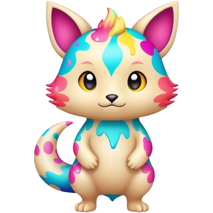 an edgy cute kawaii vernid-fionbri with colorful splash patterns full body emoji