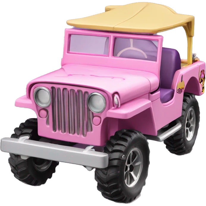 Cute Evil Batgirl 1942 Willy’s light pink army jeep hot wheels real riders emoji