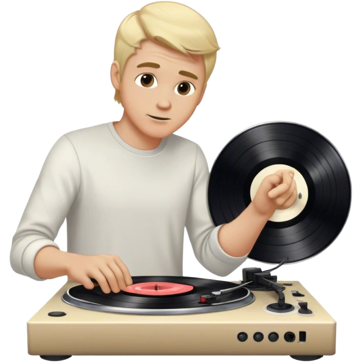 White dj blonde hair male scratching the turntable emoji