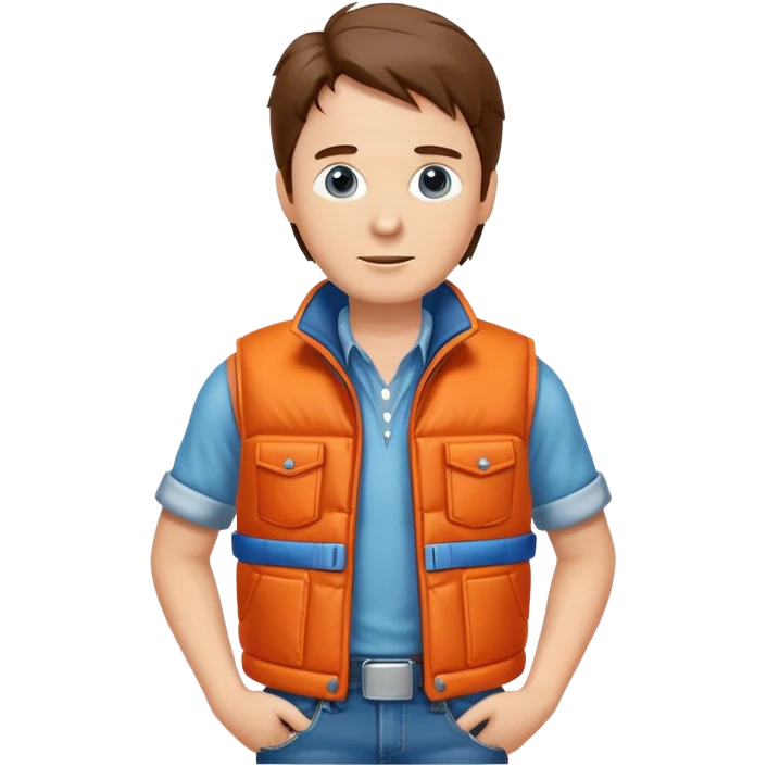 Marty McFly with orange vest and jeans emoji