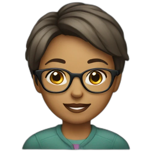 girl with short hair and glasses with laptop emoji