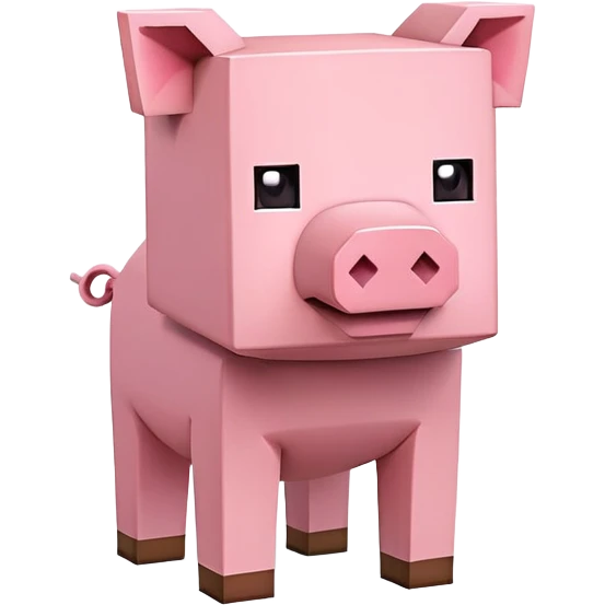 Minecraft pig, full body, pink blocky animal with square head emoji
