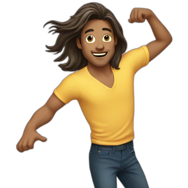 Man long hair dancing emoji
