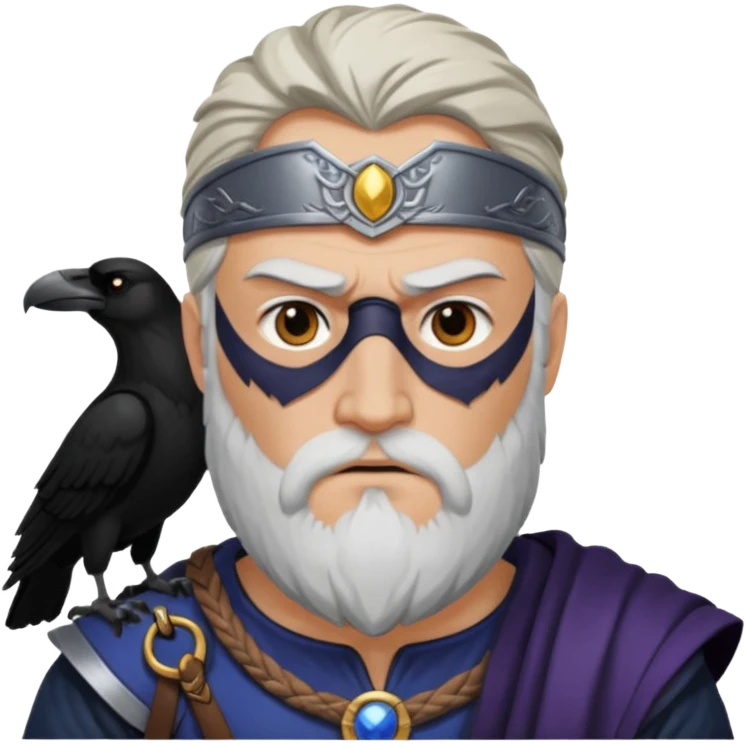 norse god odin with one eyepatch on his left eye and raven on his shoulder emoji