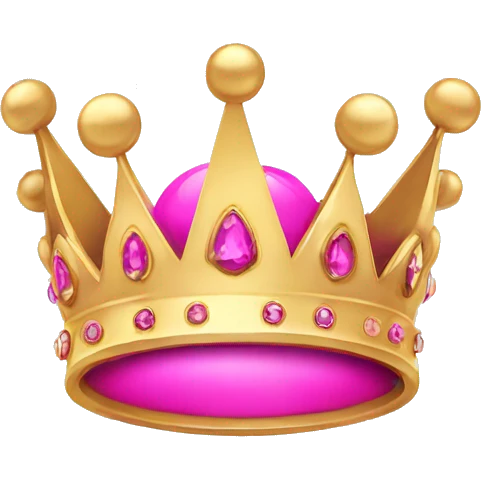Simple gold queen crown with pink jewels emoji