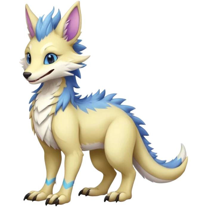 Feral Rare Fantasy cute pastel Vernid-Sergal-animal-creature-hybrid by LiLaiRa, markings, tufted ears, full body emoji