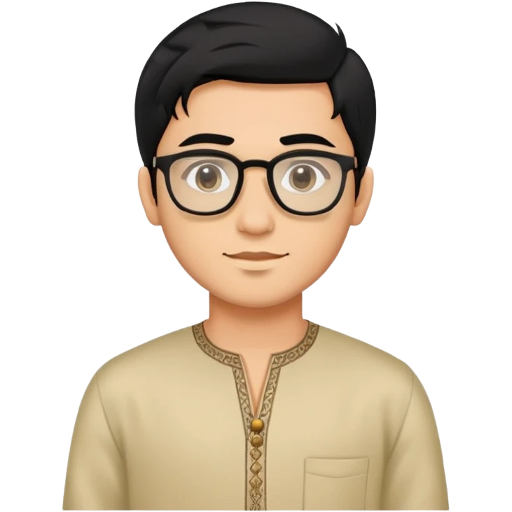 young man with wheatish skin tone, black hair, wearing kurta with rectangle glasses emoji