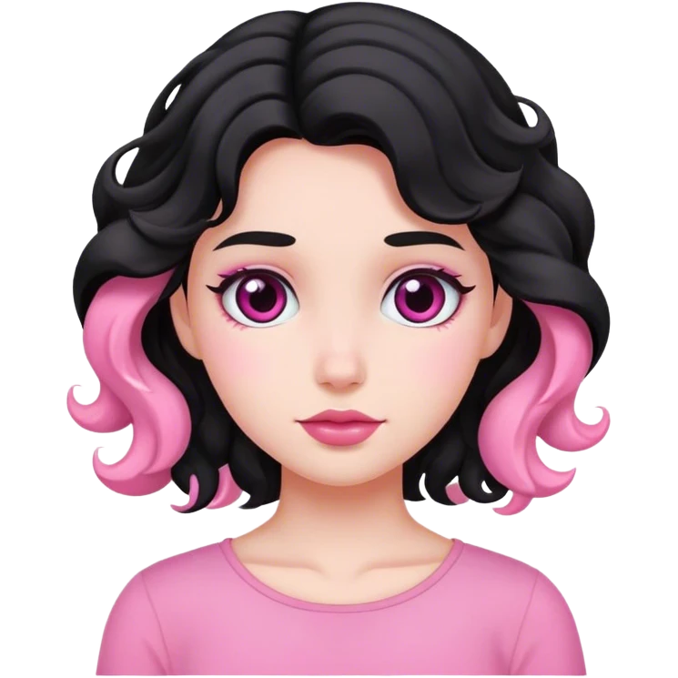 Black wave hair girly wearing pink emoji