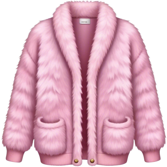 A fluffy pink fur cardigan with a cozy and stylish design emoji