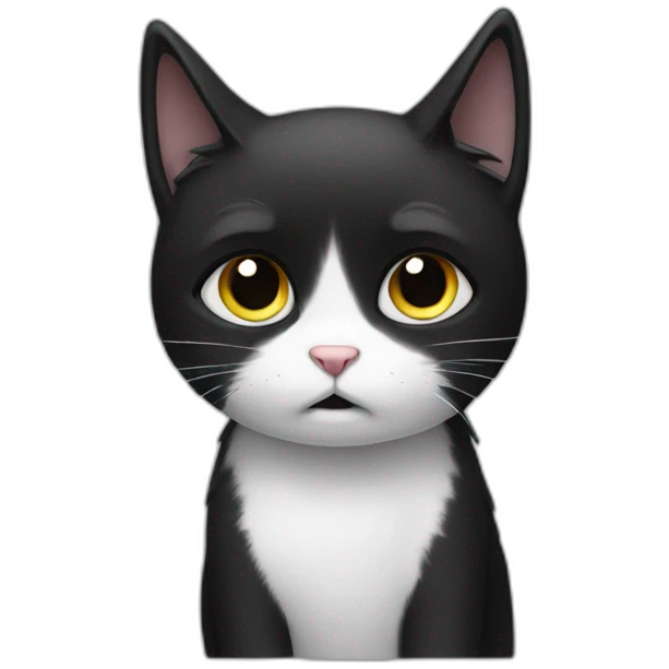 sad crying black and white cat emoji