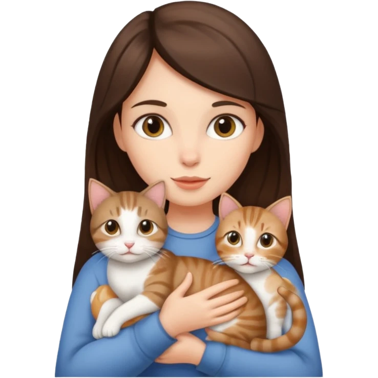 brunette girl holding a tabby cat emoji