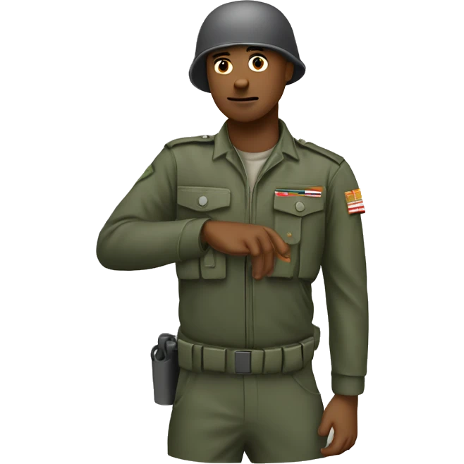 soldier  raisng palm ina 45 degree angle emoji
