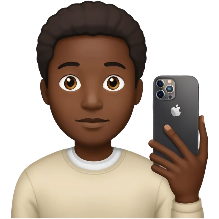 Black man holding iPhone 14 Pro emoji