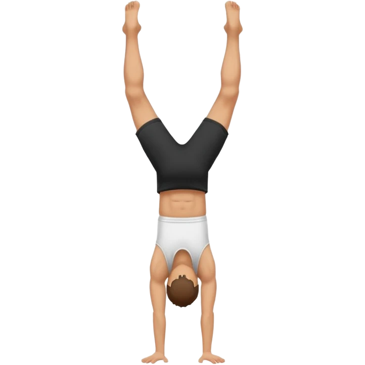 black shorts and t shirt white man one hand handstand emoji