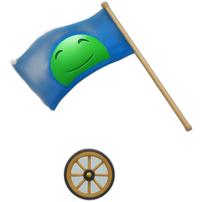 Drapeau avec du bleu en haut du vert en bas et une roue au millieu emoji