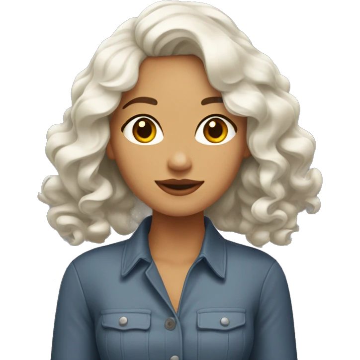 femme peau blanche, cheveux mi-long brun ondulés emoji