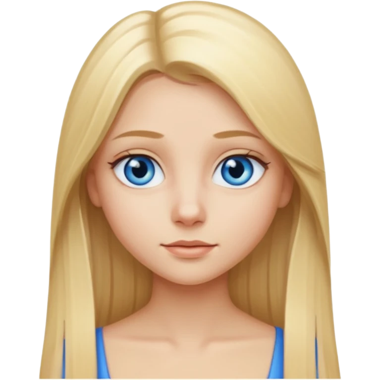 Une fille blonde aux cheveux long lisse et aux petits yeux bleus emoji
