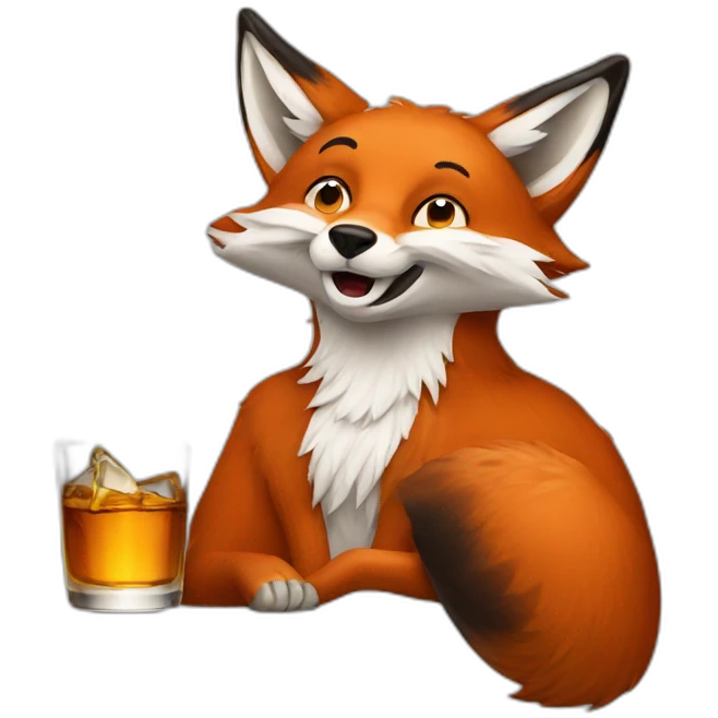 Fox drinking whisky emoji