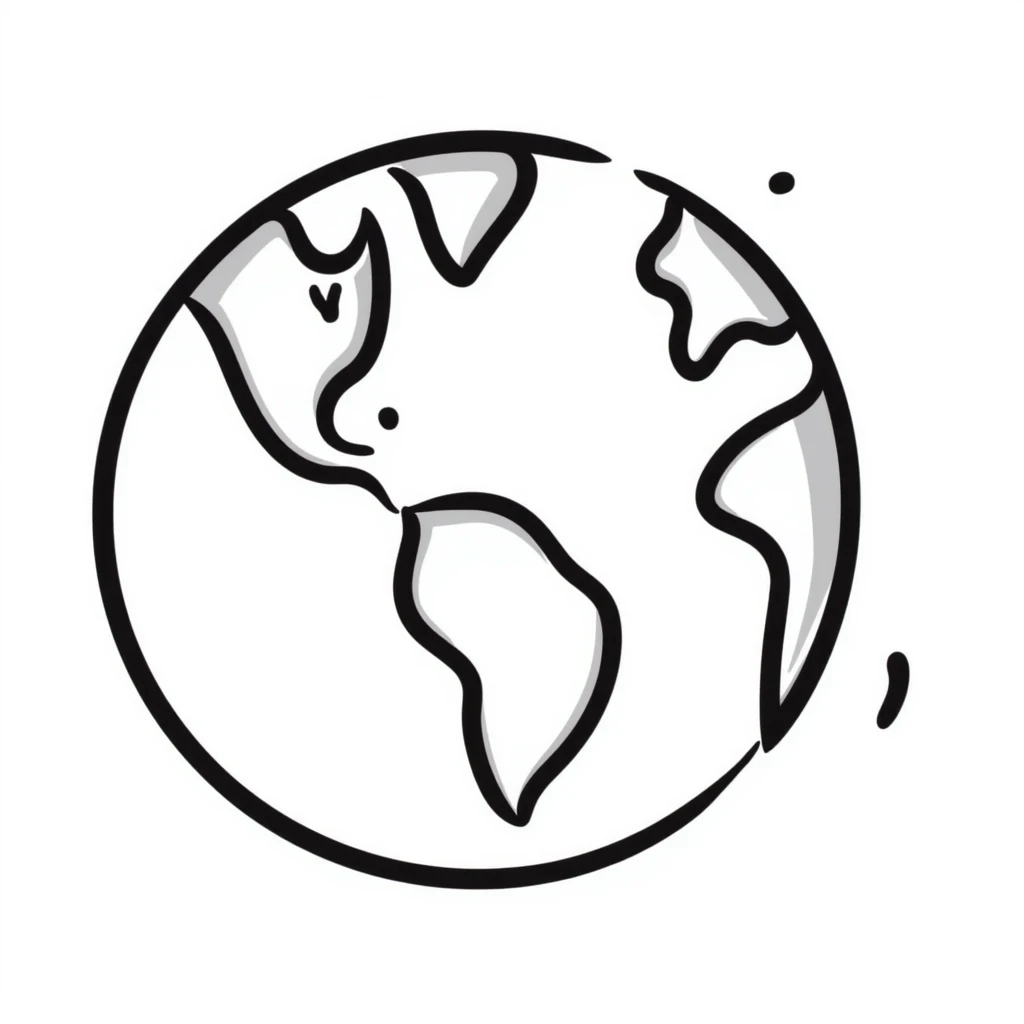earth globe, hand drawn doodle style emoji