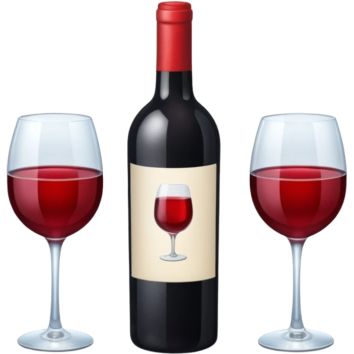 A bottle of wine with three glasses emoji