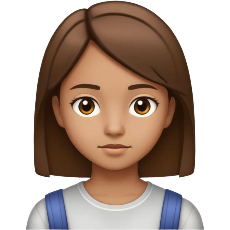 adolescente morenita clara, con cabello cafe lacio corto a los hombros  emoji