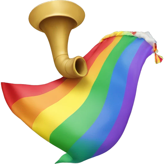 Horn blowing rainbow flag emoji